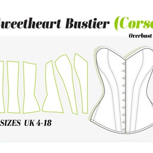 Basic bustier, corset block pattern available in sizes UK 4- 18. The extensive range is perfect to create multiple garments such as corsets, tops, etc