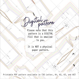 please note that this pattern is a digital file that is emailed to you. it is NOT a physical paper. available is sizes A4, A3, A2 and A0. You have the option of printing at home or a print shop.