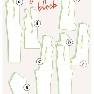 The pack contains a sleeve pattern, 2 long front Jumpsuit patterns basic and 1 Back pattern. 2 short Jumpsuit block  including 1 BACK pattern and 2 FRONT patterns (with a variation of dart manipulations)