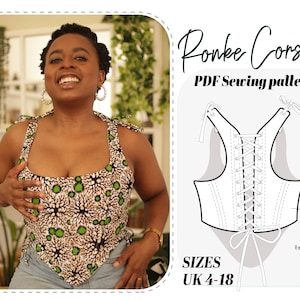 BUSTIER TOP, corset pdf pattern, bustier top pdf sewing pattern, bodice pattern, corset pattern, pdf Sewing Pattern, bustier patternUK(4-18)