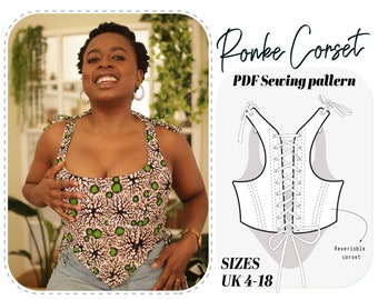 BUSTIER TOP, corset pdf pattern, bustier top pdf sewing pattern, bodice pattern, corset pattern, pdf Sewing Pattern, bustier patternUK(4-18)
