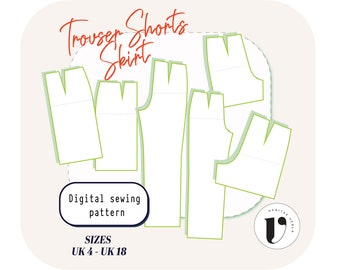 TROUSER PATTERN High waist pants sloper Skirt pdf pattern basic block Sewing pattern pdf shorts pattern Pdf Sewing Pattern UK(4-18)