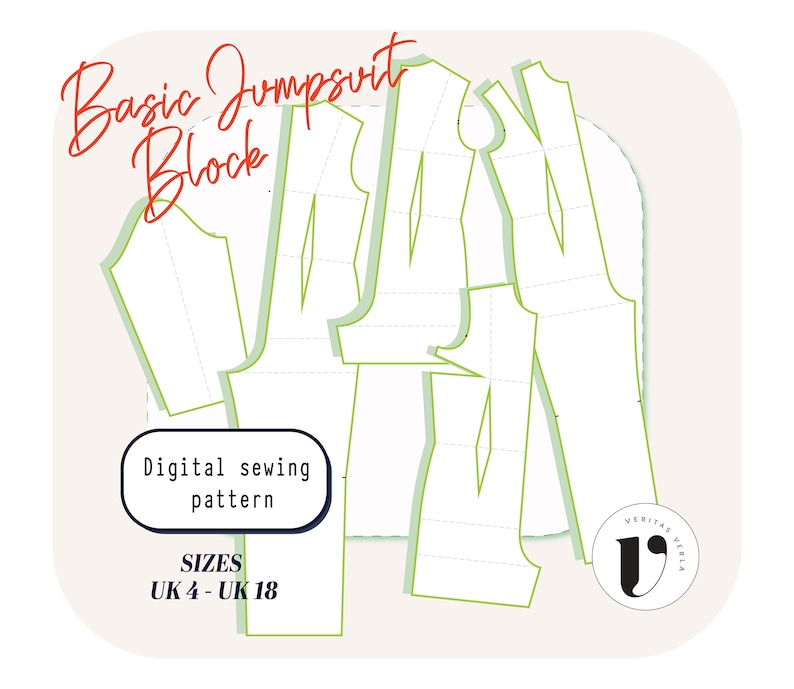 Basic Jumpsuit block pattern is available in sizes UK 4- 18. The extensive range is perfect to create multiple garments such as Jumpsuits, rompers, Palazzo Jumpsuit, halter, overall pant Jumpsuit, Onesies etc.