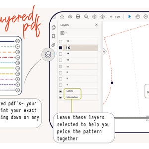 Patterns come in layered pdf, that allows you to select your exact size. With layered pdf’s, your able to print your specific size, cutting down on any confusion.