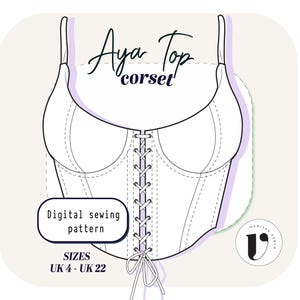 BRA BUSTIER CORSET sewing pattern Bustier top digital pdf sewing pattern Cottagecore Corset pattern,overbust bustier, top patron, cupped bra
