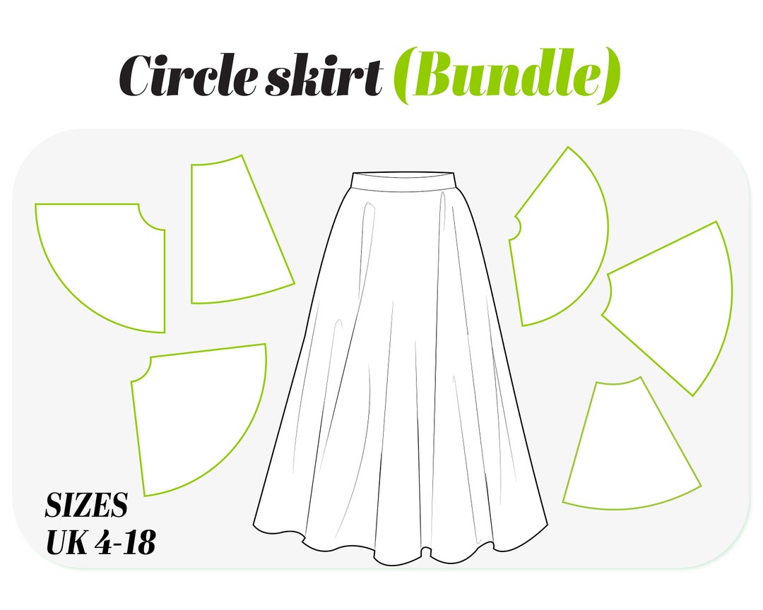 CIRCLE SKIRT PATTERN Pack, quarter, Half, Three Quarter, Full, One and ...