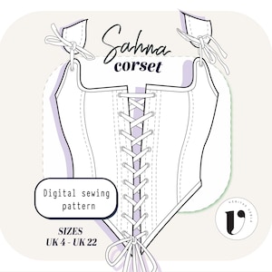 BUSTIER PATTERN, corset top sewing pattern, bustier digital sewing pdf sewing pattern, cottagecore corset, patron bustier, bodice UK(4-22)