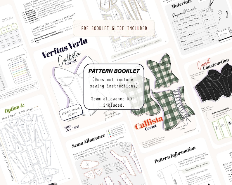 THE INSTRUCTION BOOKLET CONTAINS
- Print and assembly step by step guide
- Pdf layout and construction plan.
- Size guide and how to measure yourself 
- Useful pattern information.
- Fabric recommendations and suggestions
- Pattern layout cutting guide
- Pattern construction tips and tricks