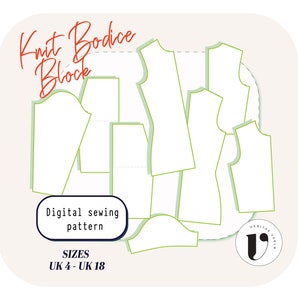 BASIC KNIT block pattern, stretch knit sloper block, Bodycon dress pdf, knit bodice pattern, knit sloper, knit digital pattern  UK (4-18)