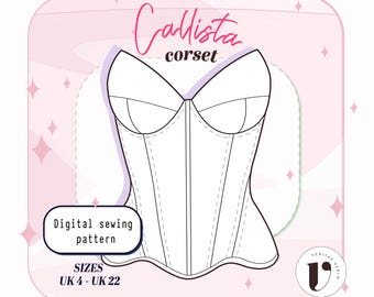 SOFT CUP bustier pattern with underwires-Instant download A4 pdf woman sewing pattern-fitted bodice cup corset Trendy bustier bodice pattern