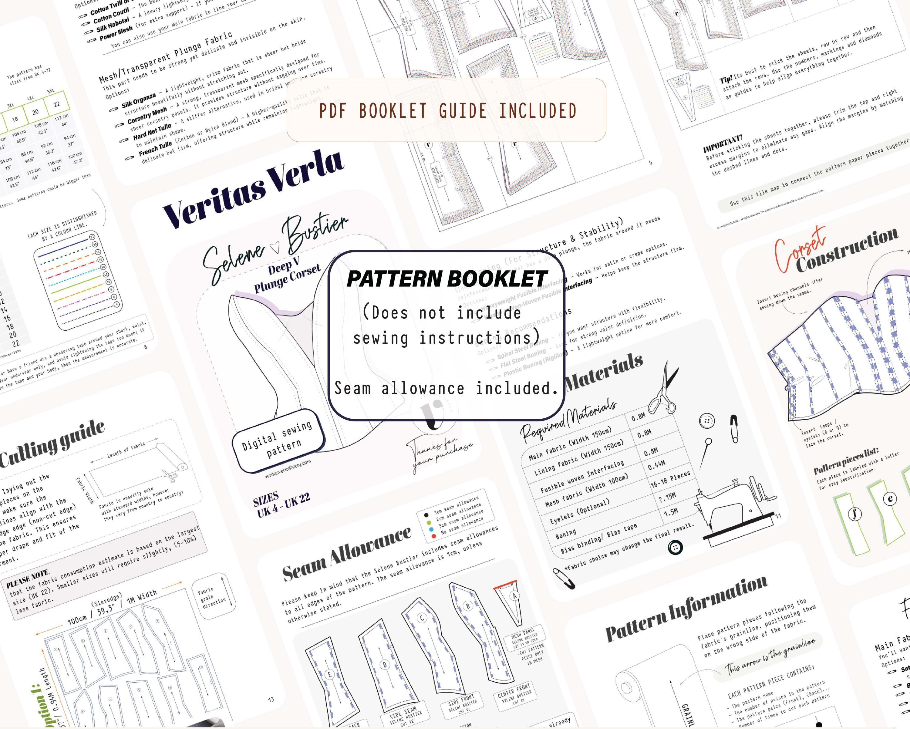 DEEP PLUNGE V Neck Corset Sewing Pattern Bustier Pattern PDF Lace-up ...