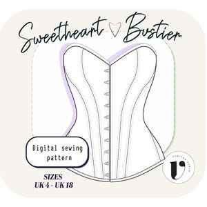SWEETHEART CORSET padrão de costura Bustier top digital pdf padrão de costura Cottagecore Corset pattern, overbust bustier, patron UK (4-18)