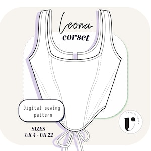 Patron de couture TOP CORSET pdf - haut court bustier, style bridgerton régence, modèle numérique UK 4–22, haut corset bricolage, patron de couture imprimable