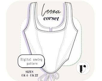 CORSET TOP sewing pattern pdf – Bustier crop top, regency bridgerton style, digital pattern UK 4–22, Diy Corset Top,Printable sewing pattern