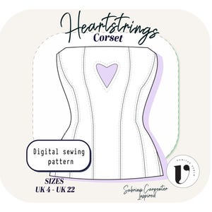ROMANTIC SABRINA-INSPIRED Heart Corset sewing pattern Bustier top digital pdf sewing pattern Cottagecore Corset pattern, overbust bustier
