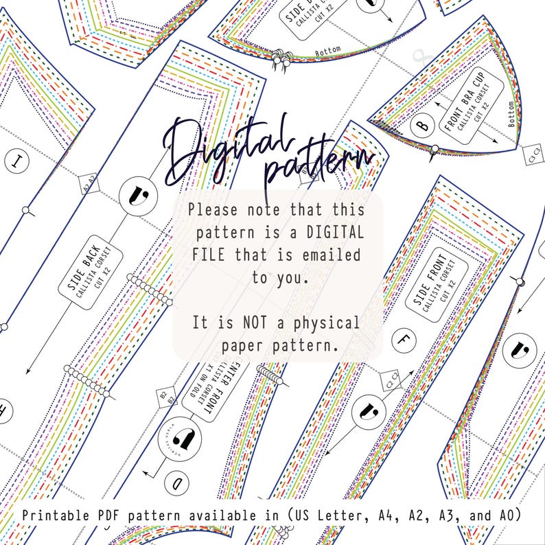 please note that this pattern is a digital file that is emailed to you. it is NOT a physical paper. available is sizes US LETTER, A4, A2, A3 and A0. You have the option of printing at home or a print shop.