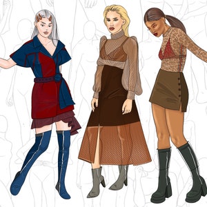 Female Fashion Design figure, Female croquis fashion Figure template, Drawing Template for Clothing Designers, fashion illustration digital