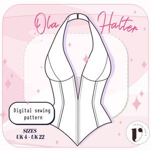 Schnittmuster für ein Neckholder-Bustier, PDF-Schnittmuster für ein Korsett-Top mit Schnürung am Rücken, strukturiertes Oberteil | Digitales Schnittmuster, Abendkleid-Top