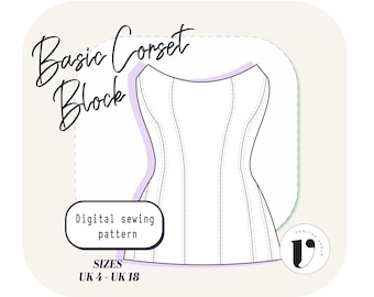 CORSET TOP sewing pattern Bustier top digital pdf sewing pattern Cottagecore Corset pattern Bodice block Pdf Sewing Pattern UK(4-18)