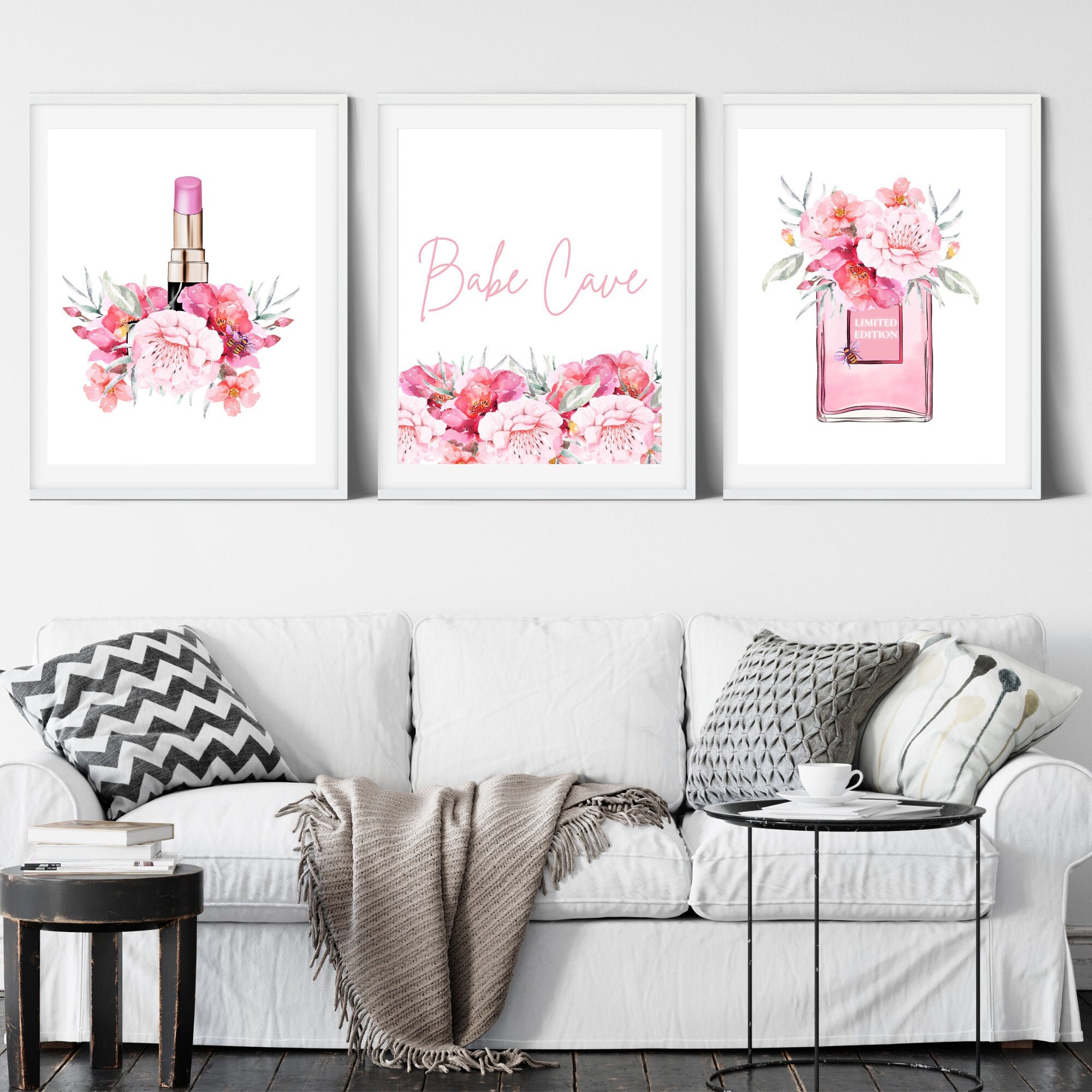 Pink Fashion Wall Art Set 3 Piece Glam Babe Cave Room Print Etsy UK
