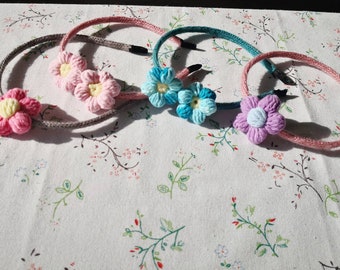 Bandeau et barrettes cheveux fleurs crochet fait main