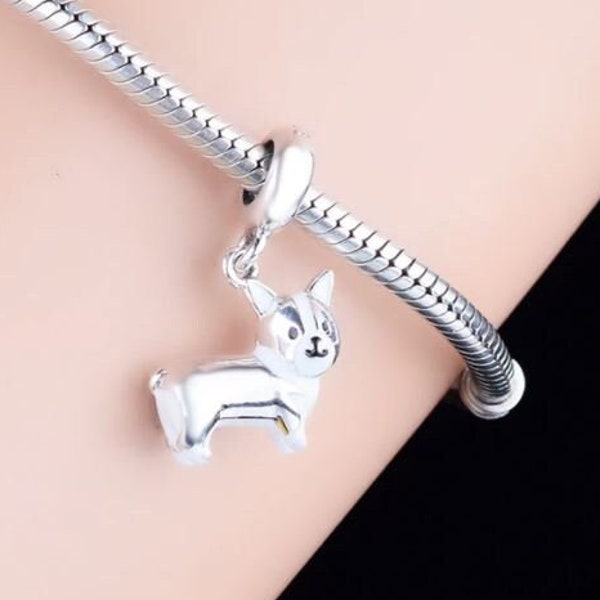 Charms for pandora bracelet, Corgi Charm, 925 Sterling Silver