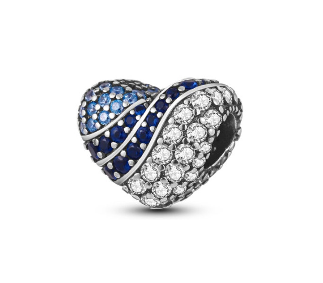 Charms for Pandora Bracelet Blue Bedazzled Heart Bling Heart Etsy