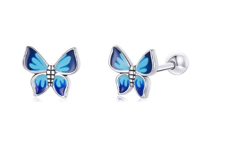 Buy Blue Butterfly Stud Earrings With Pearl Online in India - Etsy