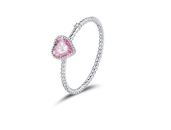 Sterling silver online pink heart ring