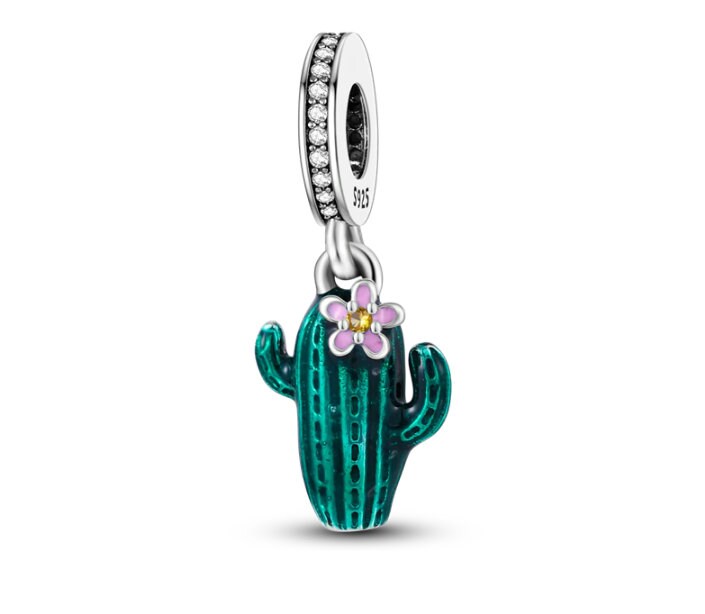 15pcs Enamel Charms Various Multicolored Cactus Pendants Charms