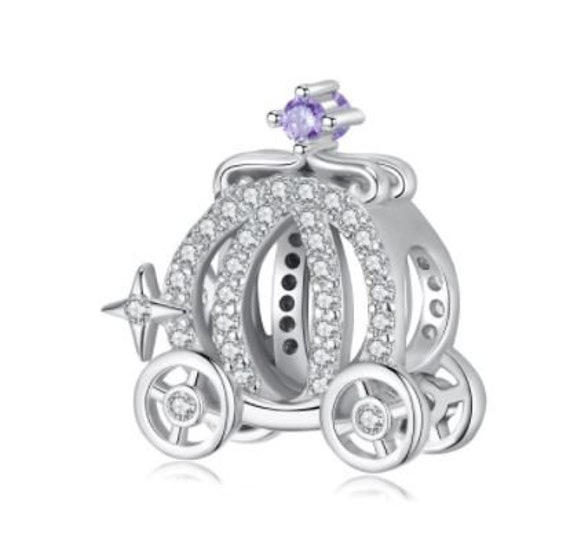 Charms for Pandora Bracelet CZ Princess Carriage Charm 925