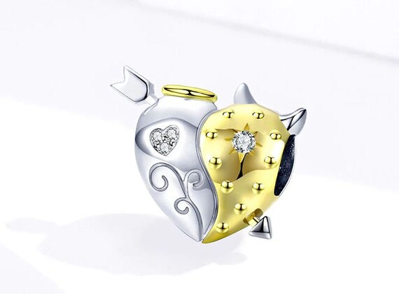 Charms for Pandora Bracelet Angel and Devil Heart Charm 925