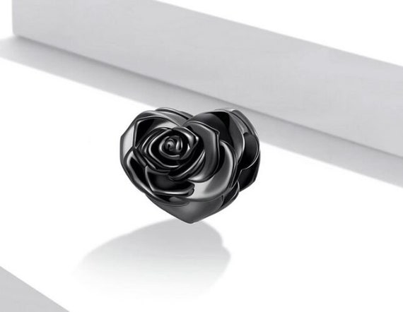 Black Rose Charm - Compatible with Pandora Bracelets