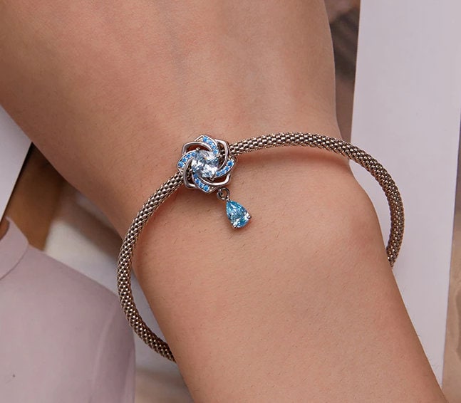 Charms Fit Pandora Bracelet, Blue Rose Teardrop Charm, 925 Sterling Silver - Etsy Australia