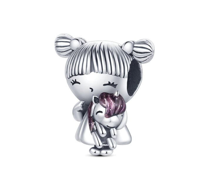 Girl with Pigtails Charm, Silver Charms, Pandora US, Argent sterling