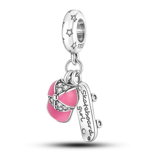 Charms para pandora Skateboard Girl Charm 925 - Etsy