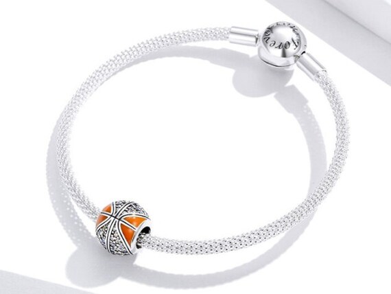 Charms para pulsera de pandora Bedazzled Basketball Charm 925