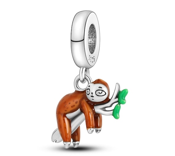 Charms for Pandora Bracelet Slouching Sloth Charm Enamel 925