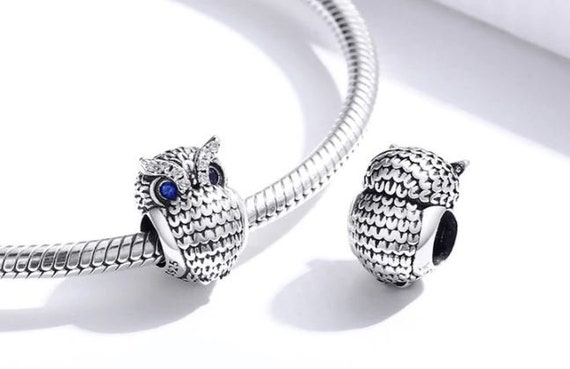 Charms for Pandora Bracelet CZ Owl Charm 925 Sterling Silver