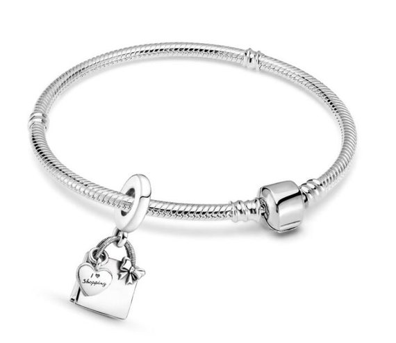 Charms for Pandora Bracelet I Love Shopping Charm 925 Sterling