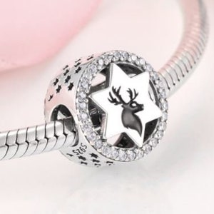 Charms for pandora bracelet, Reindeer Charm, 925 Sterling Silver