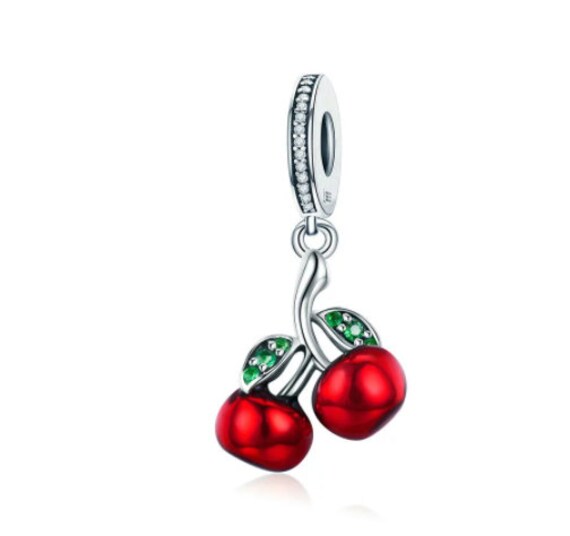 Charms for Pandora Bracelet Red Cherry Charm 925 Sterling Silver