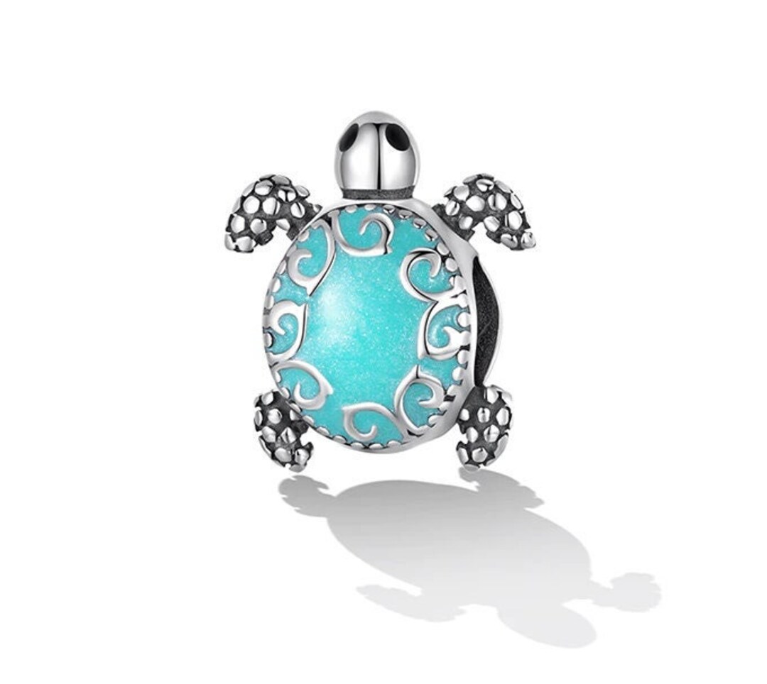 Charms for Pandora Bracelet, Pearl in Baby Blue Shell, 925 Sterling Silver, Enamel, Pearl