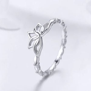 Lotus Flower Ring, 925 Sterling Silver, Minimalist