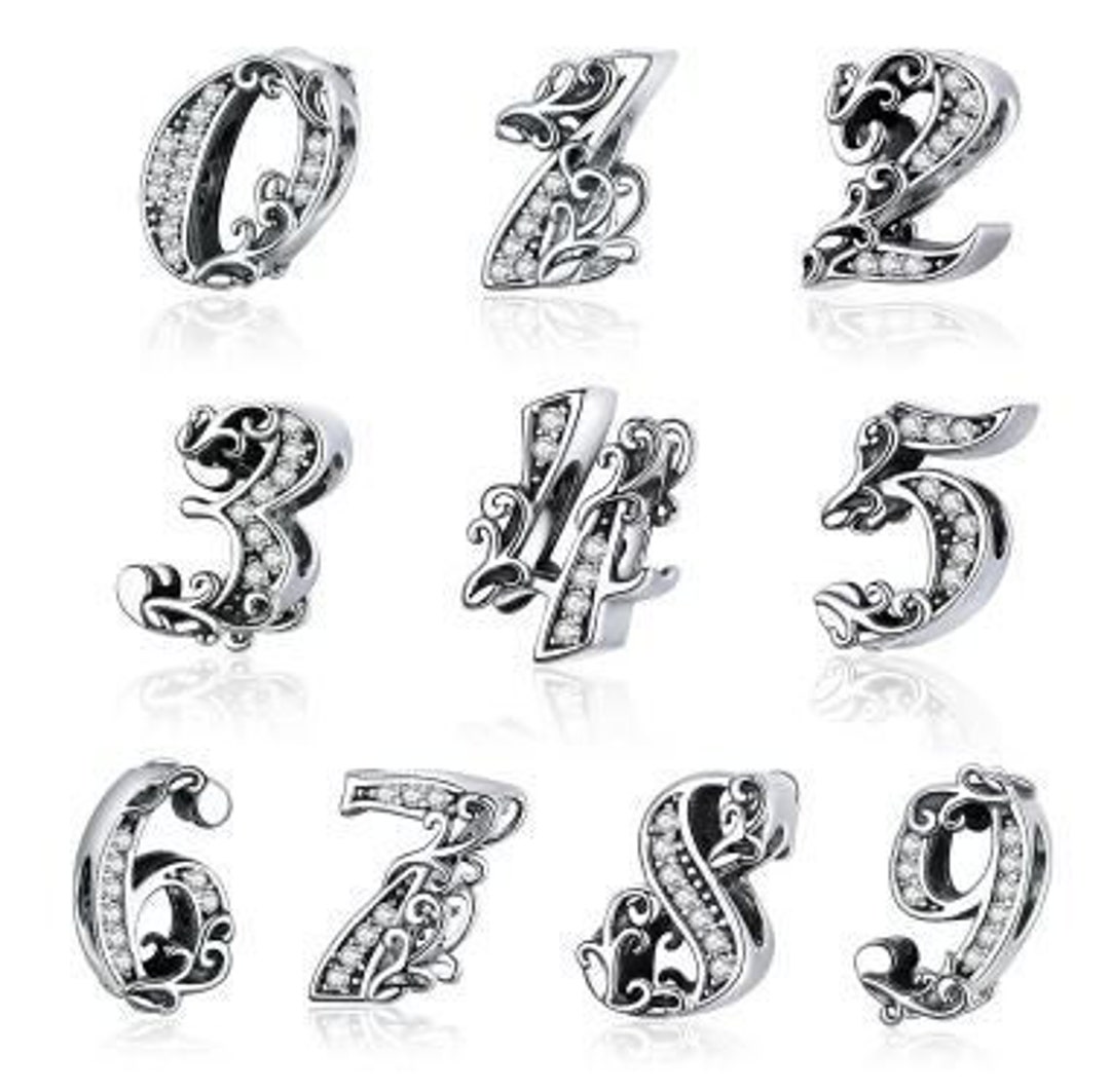 Charms for Pandora Bracelet Numbers Charm 925 Sterling Etsy