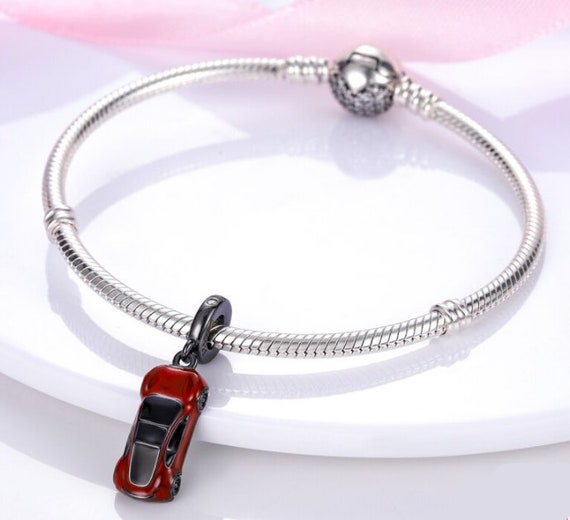 Charms for pandora bracelet Red Car Charm Enamel 925 Sterling Silver