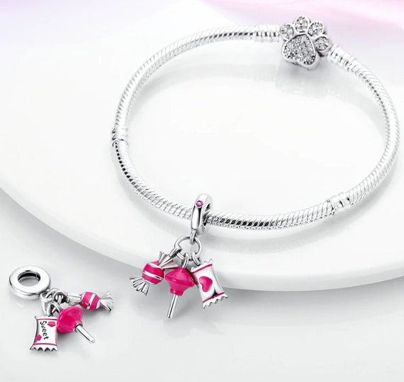 Sparkling Pavé Round Pink Charm | Sterling silver | Pandora NZ