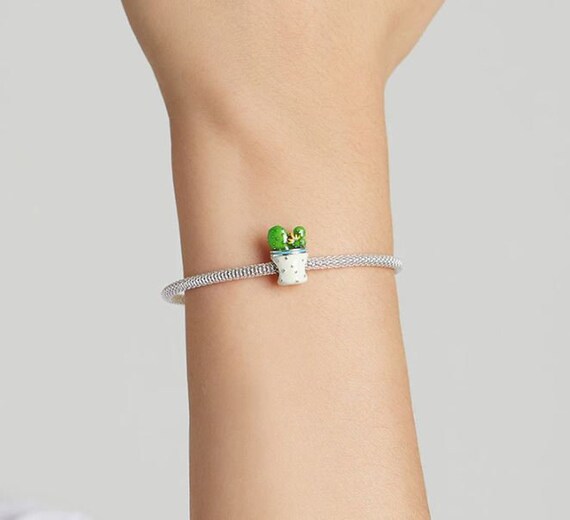 Charms for Pandora Bracelet Cute Cactus Pot Plant Charm 925