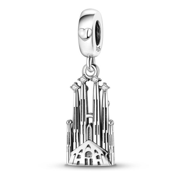 Charms fit bracelet, La Sagrada Familia Charm, 925 Sterling Silver