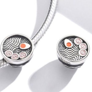 Charms for pandora bracelet, Ramen Bowl Charm, 925 Sterling Silver